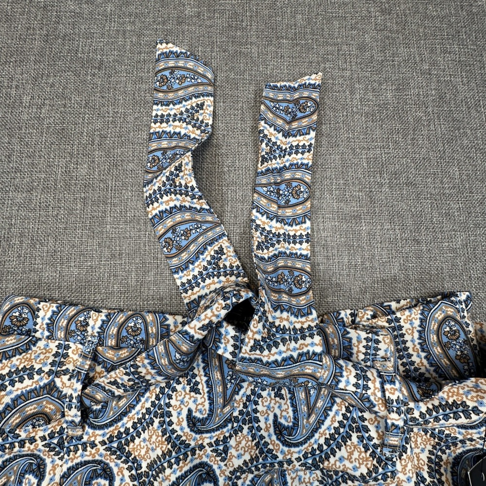 Tommy Hilfiger Paisley Shorts Women Medium Blue Belted Tie Waist Boho Resort NEW - Picture 3 of 11